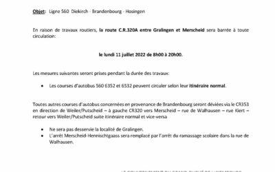 Telegramme 2022-459 Merscheid – CR320A entre Gralingen et Merscheid