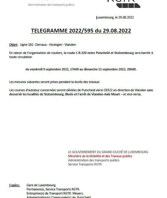 Telegramme CR320 Putscheid – Stolzembourg