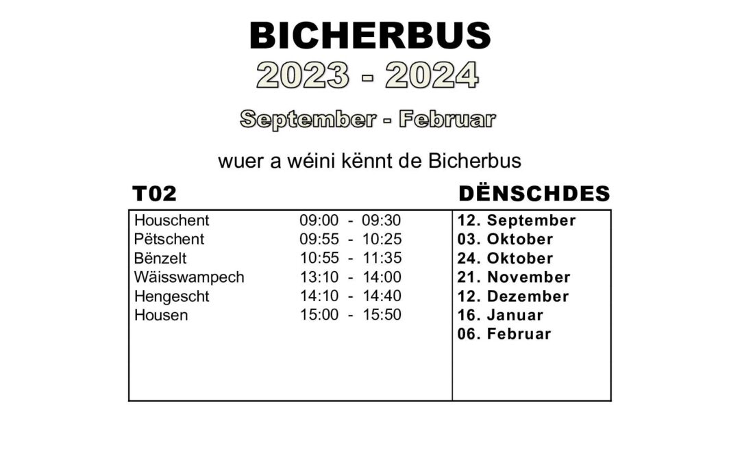 Bicherbus September 2023 – Februar 2024